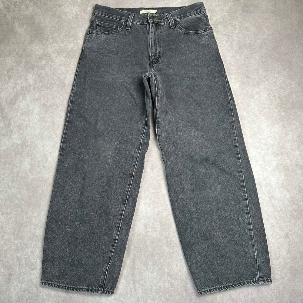Levis Premium Baggy Dad Jeans Washed Black Wide Leg Denim Pants woman's 28